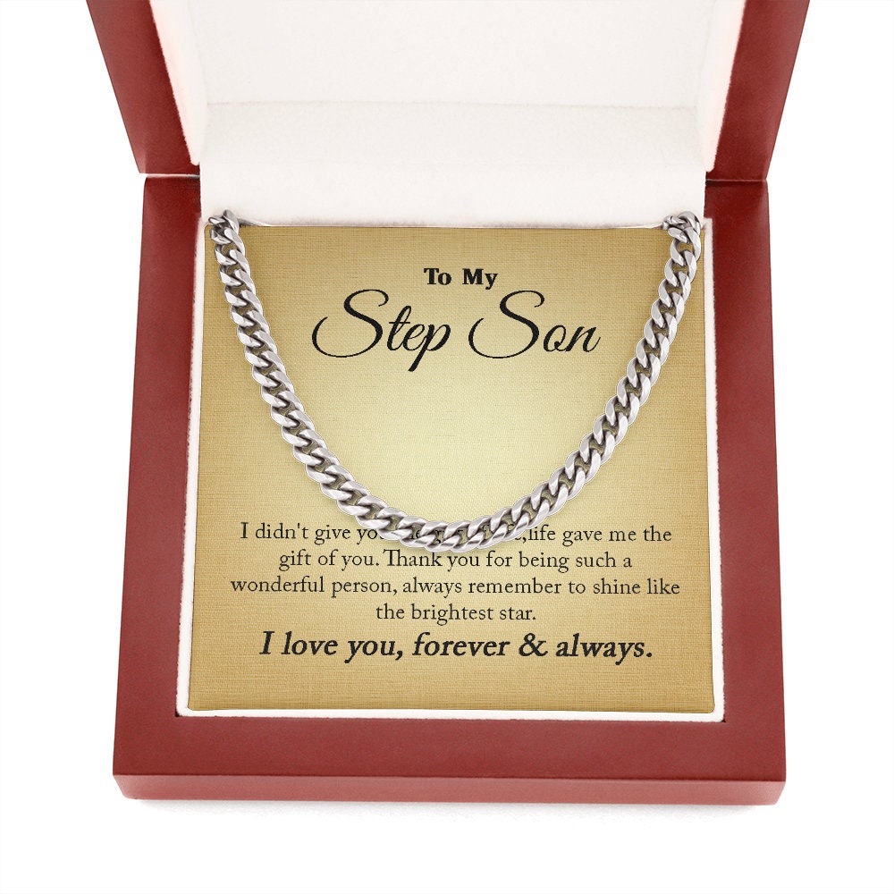 To My Step Son, Chain necklace 14K white gold gift