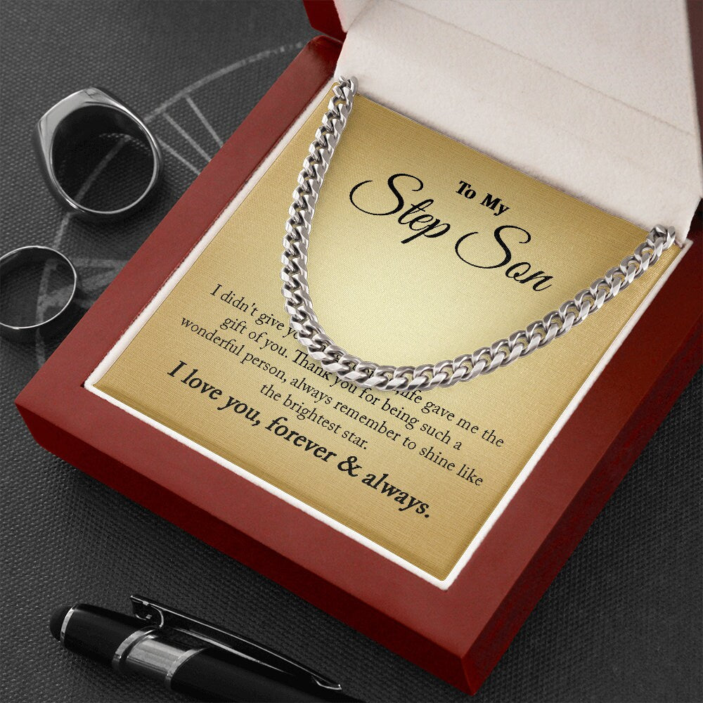 To My Step Son, Chain necklace 14K white gold gift