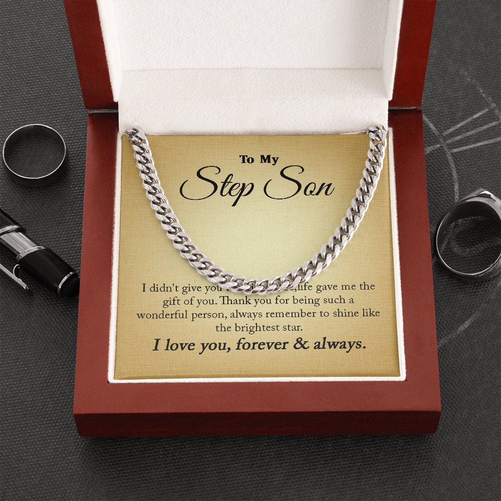 To My Step Son, Chain necklace 14K white gold gift