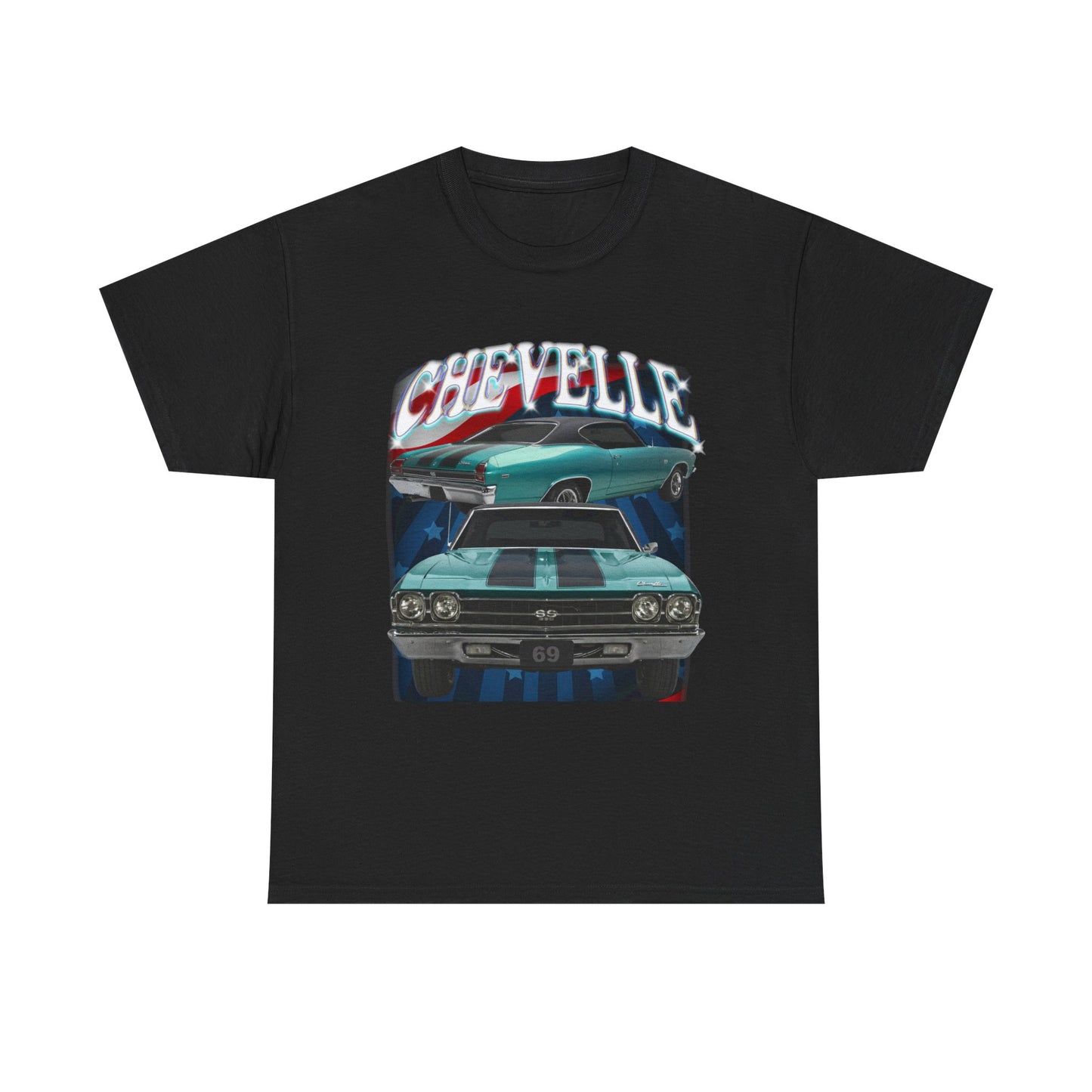 1969 Turquoise,black stripes,Chevelle Unisex Heavy Cotton Tee T Shirt Great Gift