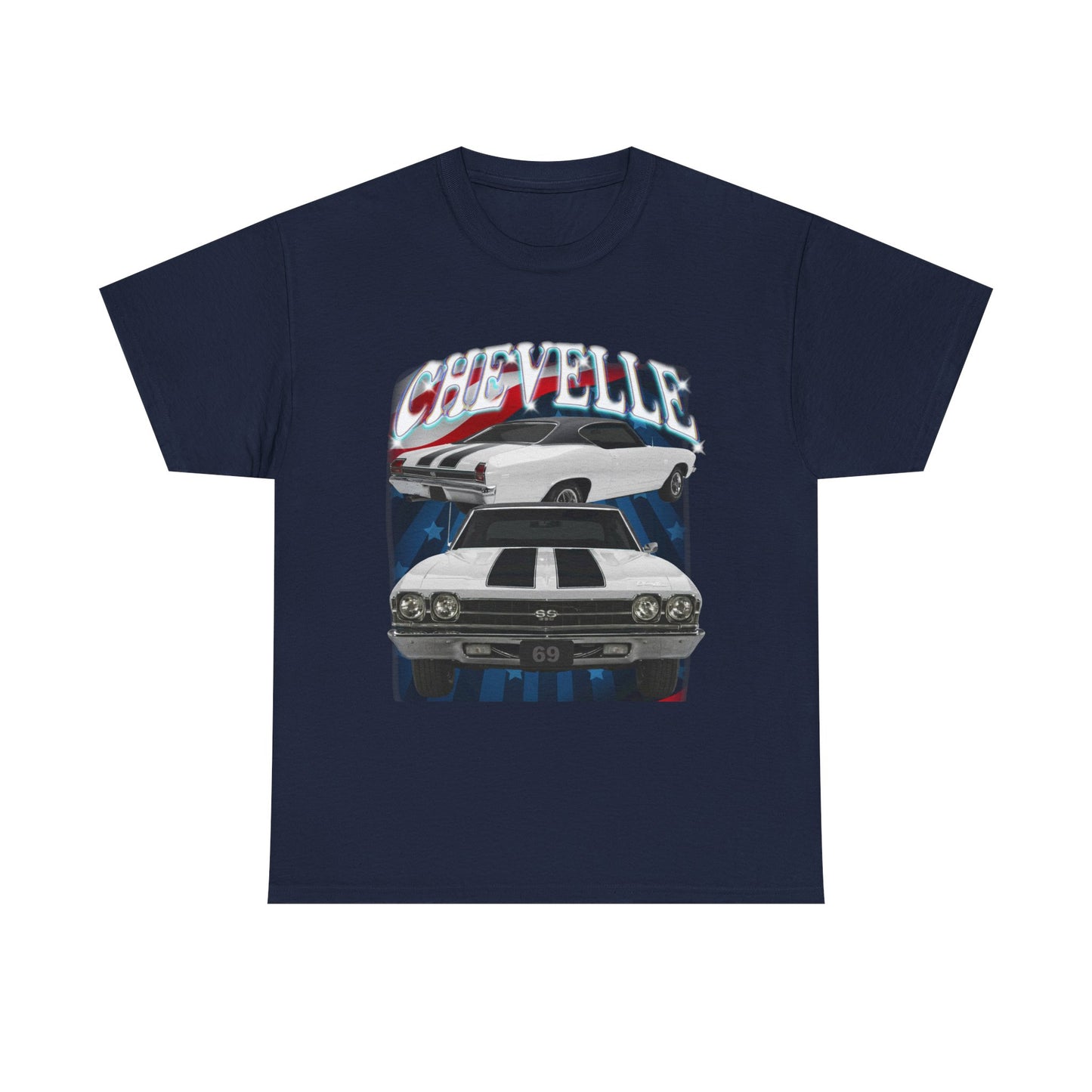 White 1969,black stripes,Chevelle Heavy Cotton Tee T Shirt,Gift