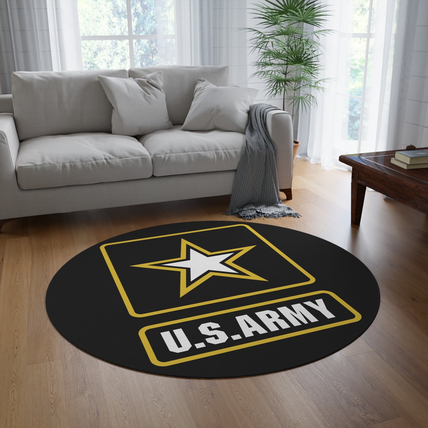 Round Rug US ARMY Of The United States Car Guy Gift Man Cave Office