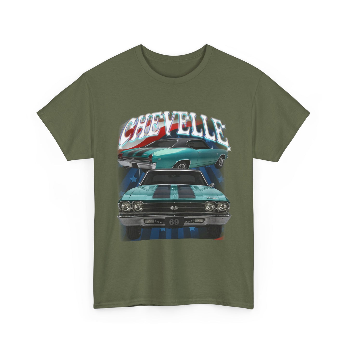1969 Turquoise,black stripes,Chevelle Unisex Heavy Cotton Tee T Shirt Great Gift