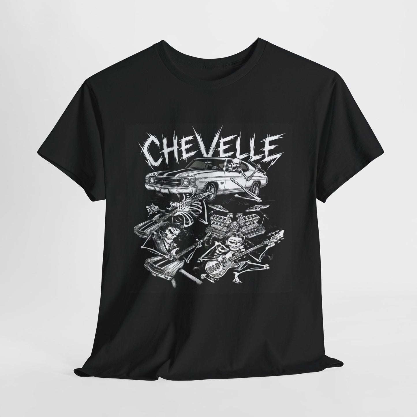 1971 Chevy CHEVELLE Classic Muscle Car Guy Gift, T Shirt Tshirt Skull Guitar v1