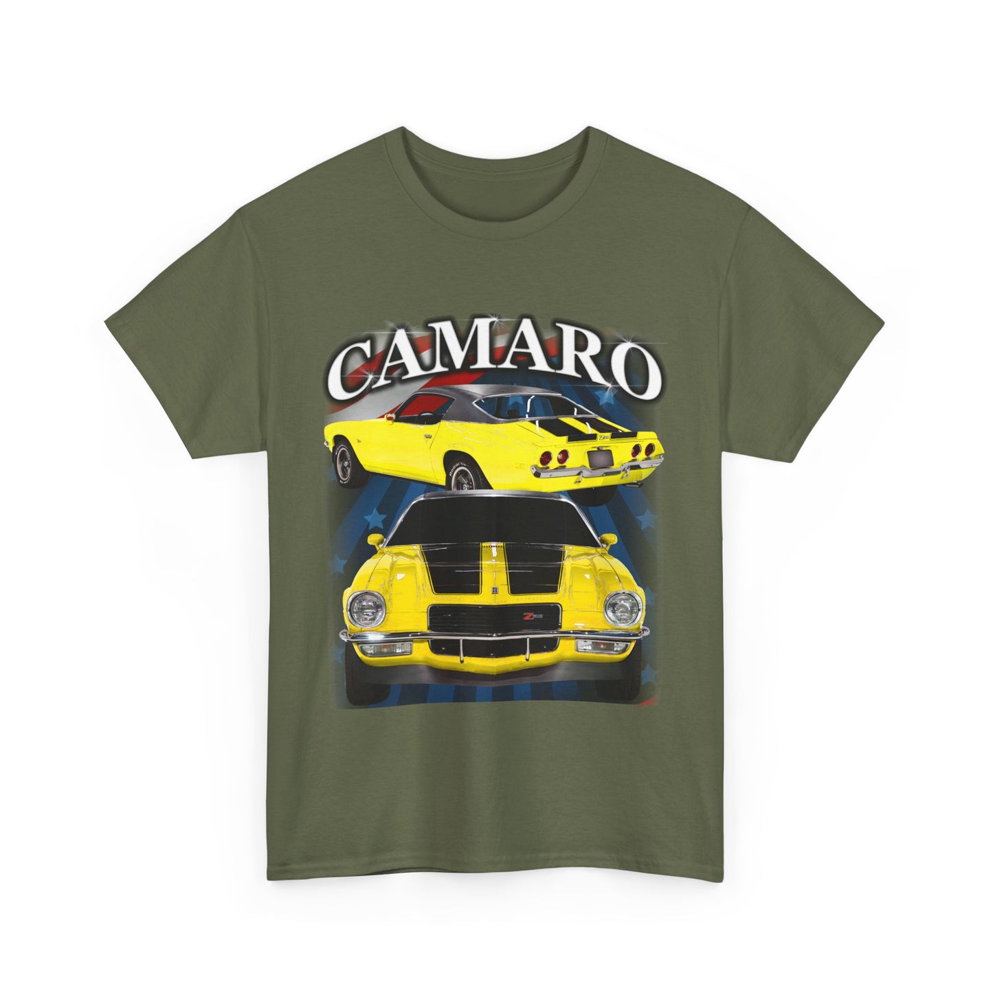 Yellow Black Stripe 1970 Camaro Unisex Heavy Cotton Tee T Shirt muscle car Gift