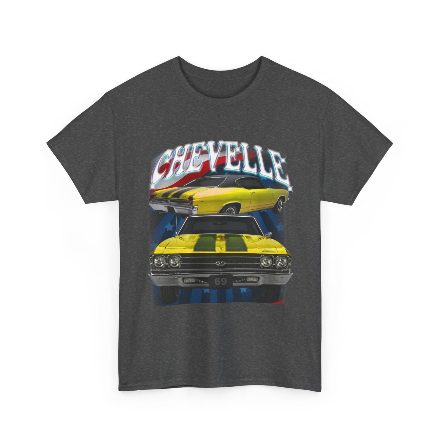 Yellow 1969,black stripes,Chevelle Heavy Cotton Tee T Shirt,Gift