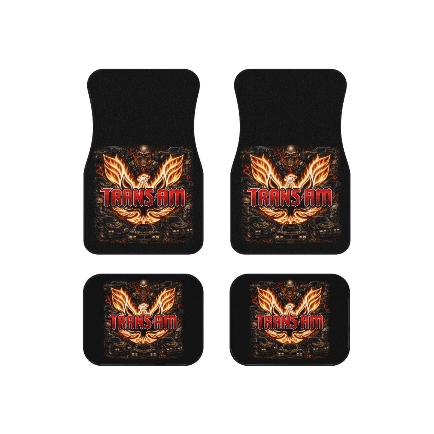 AMAZING Black,Red Logo, Firebird Trans Am,4 Car Mats ,Gift,thin, V1
