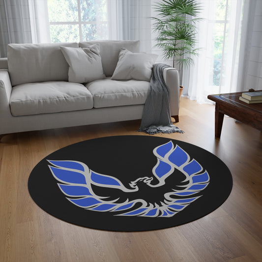 Round Rug WS6 Firebird Trans Am Car Guy Gift Man Cave Blue