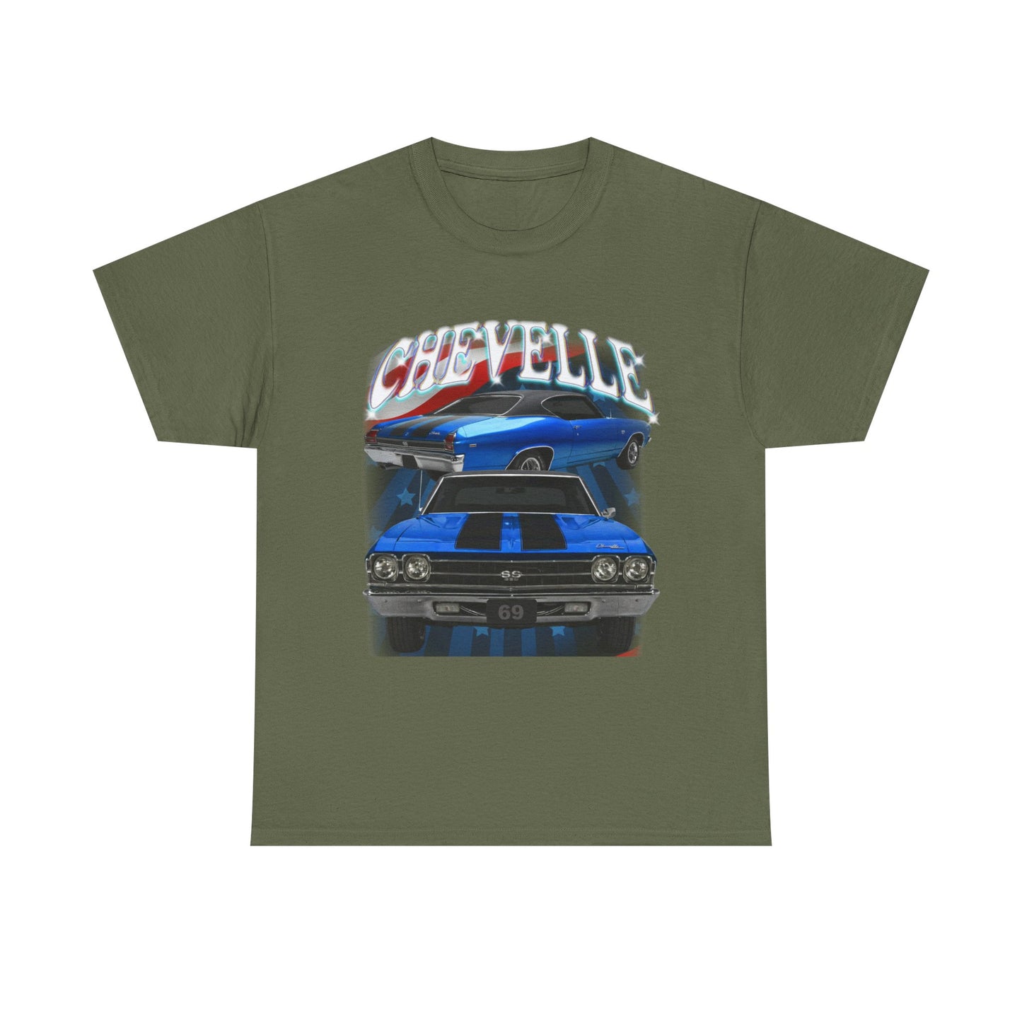 Blue 1969,black stripes,Chevelle Heavy Cotton Tee T Shirt,Gift