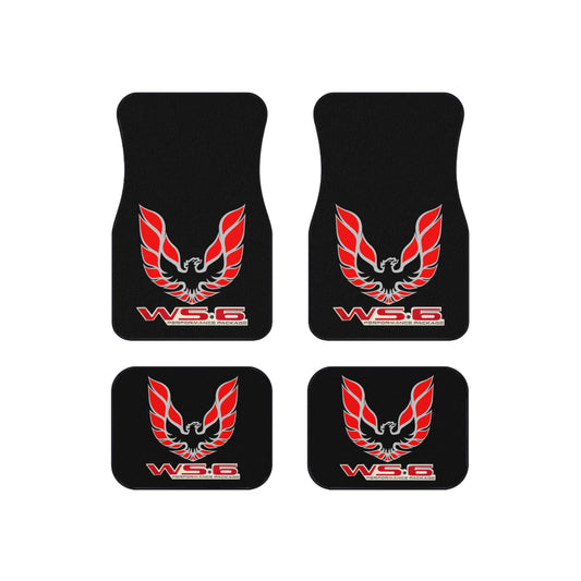 Dark Grey, WS-6 WS6, Red Logo, Firebird Trans Am, Set of 4 Car Mats,Gift