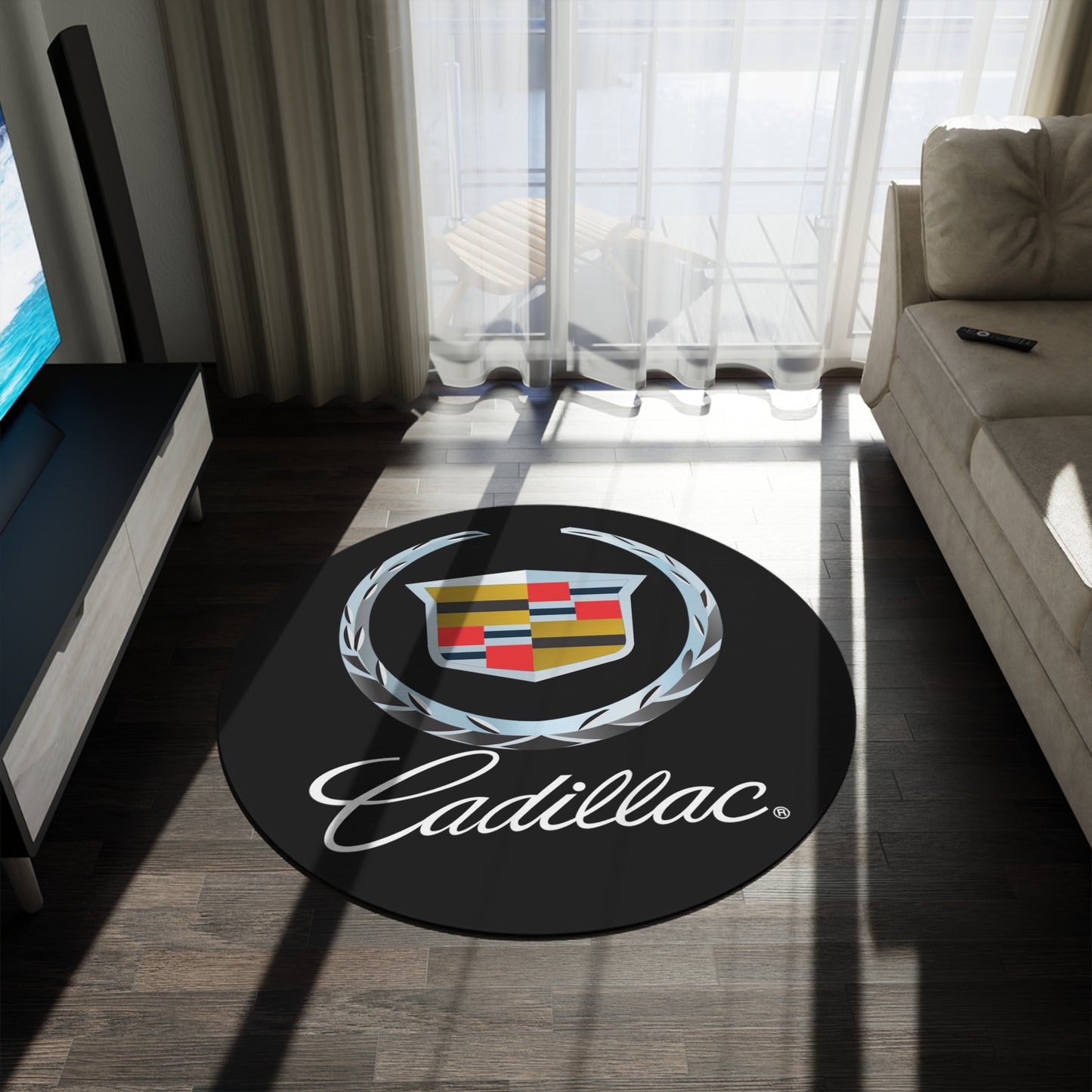 Cadillac Round Rug Car Guy Gift Man Cave Office