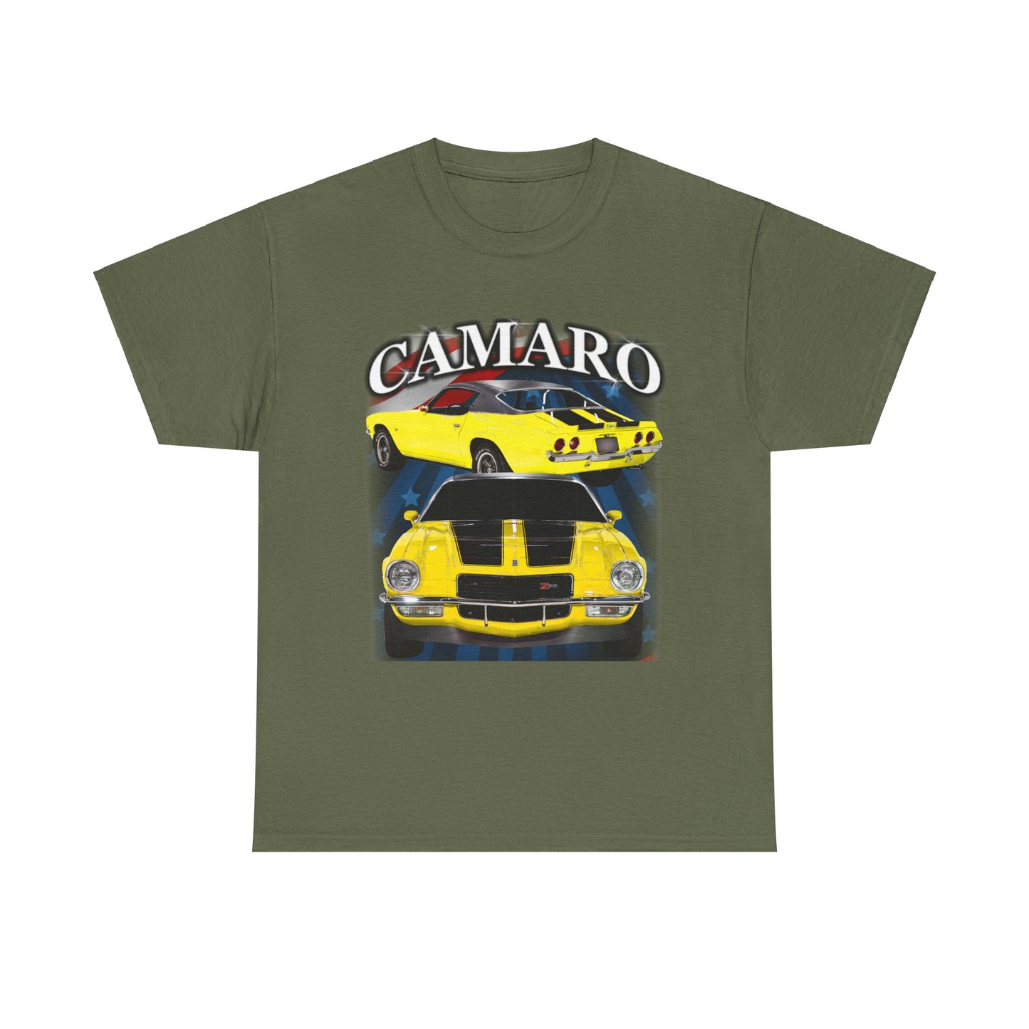 Yellow Black Stripe 1970 Camaro Unisex Heavy Cotton Tee T Shirt muscle car Gift