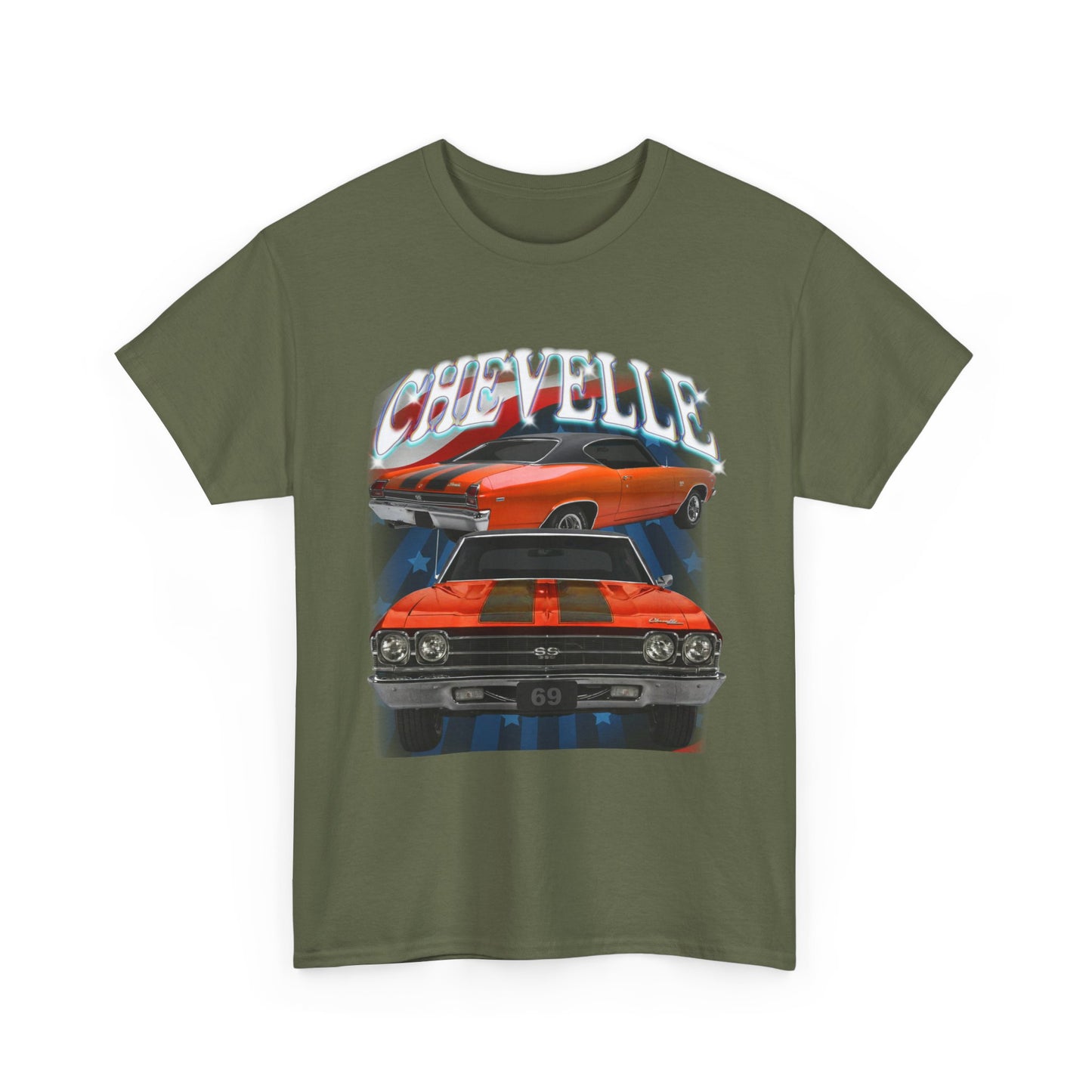 Orange 1969,black stripes,Chevelle Heavy Cotton Tee T Shirt,Gift