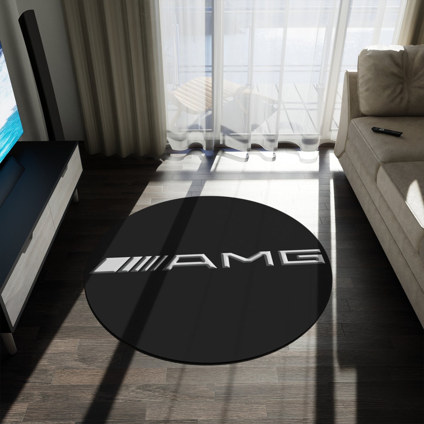 AMG Mercedes Round Rug Car Guy Gift Man Cave Office