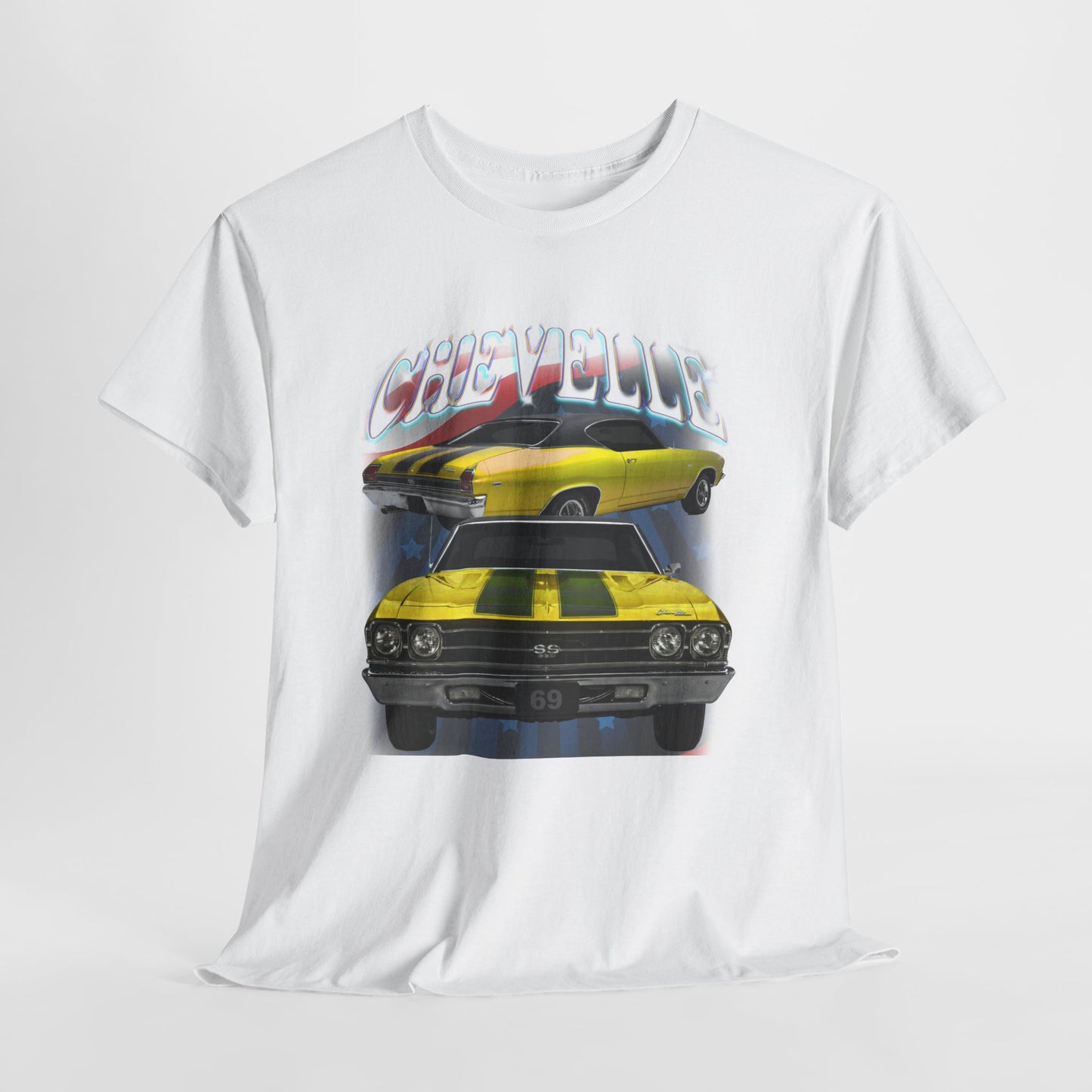 Yellow 1969,black stripes,Chevelle Heavy Cotton Tee T Shirt,Gift