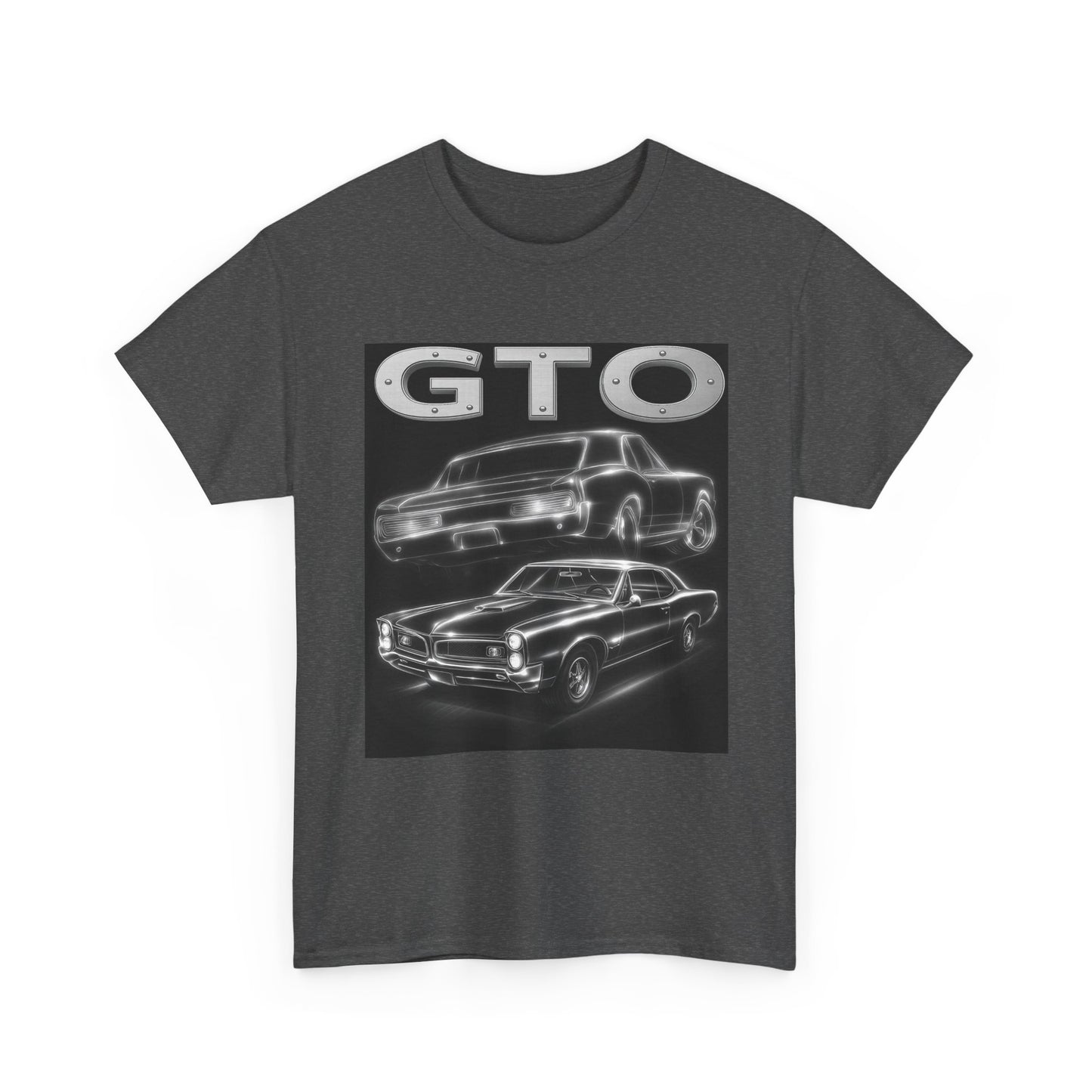 Silver 1966 GTO Heavy Cotton Tee T Shirt car Great Gift
