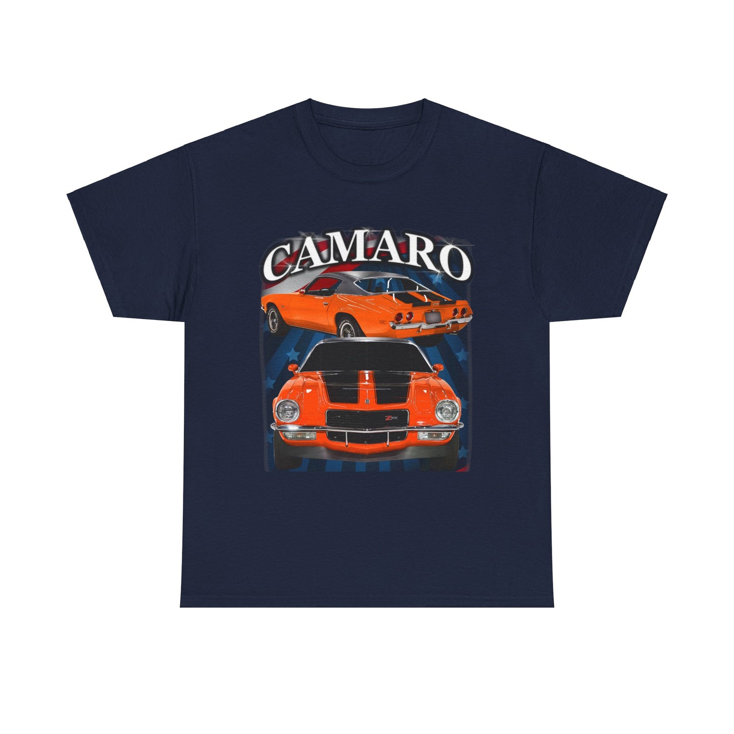 Orange Black Stripe 1970 Camaro Unisex Heavy Cotton Tee T Shirt muscle car Gift