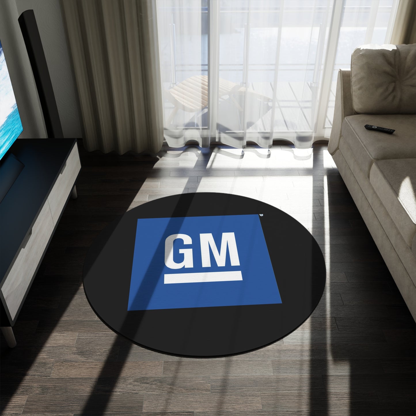 GM Round Rug Car Guy Gift Man Cave Office