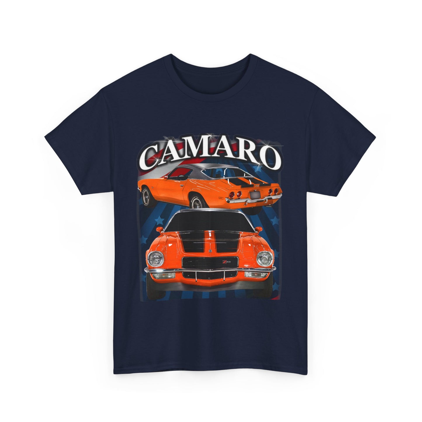 Orange Black Stripe 1970 Camaro Unisex Heavy Cotton Tee T Shirt muscle car Gift