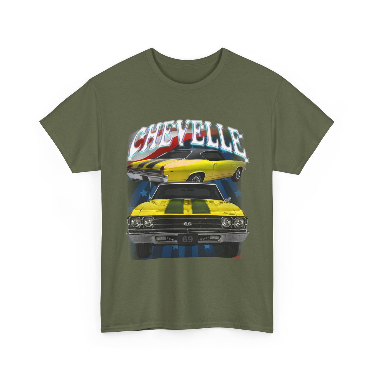 Yellow 1969,black stripes,Chevelle Heavy Cotton Tee T Shirt,Gift