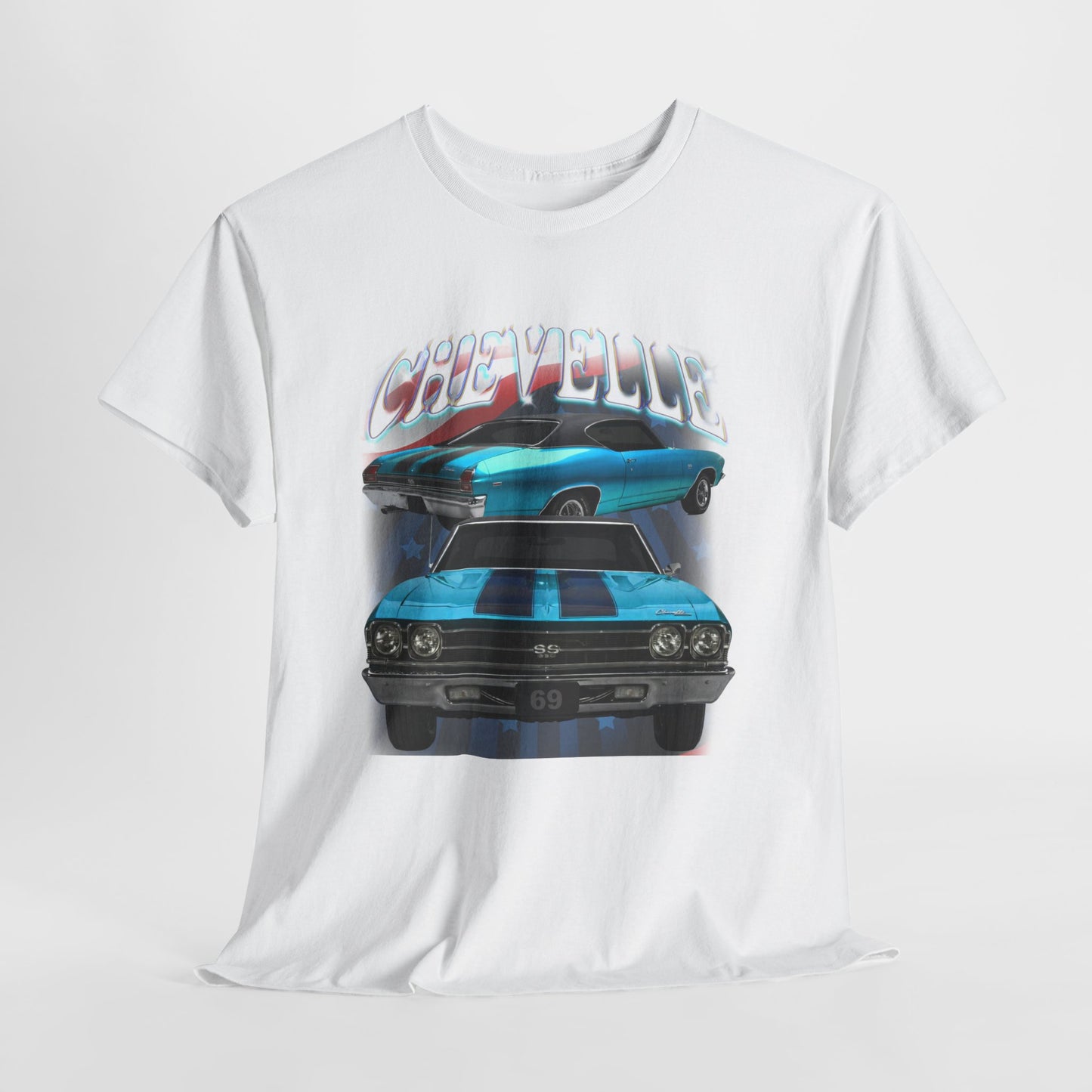 1969 Turquoise Blue Green,black stripes,Chevelle Heavy Cotton Tee T Shirt,Gift
