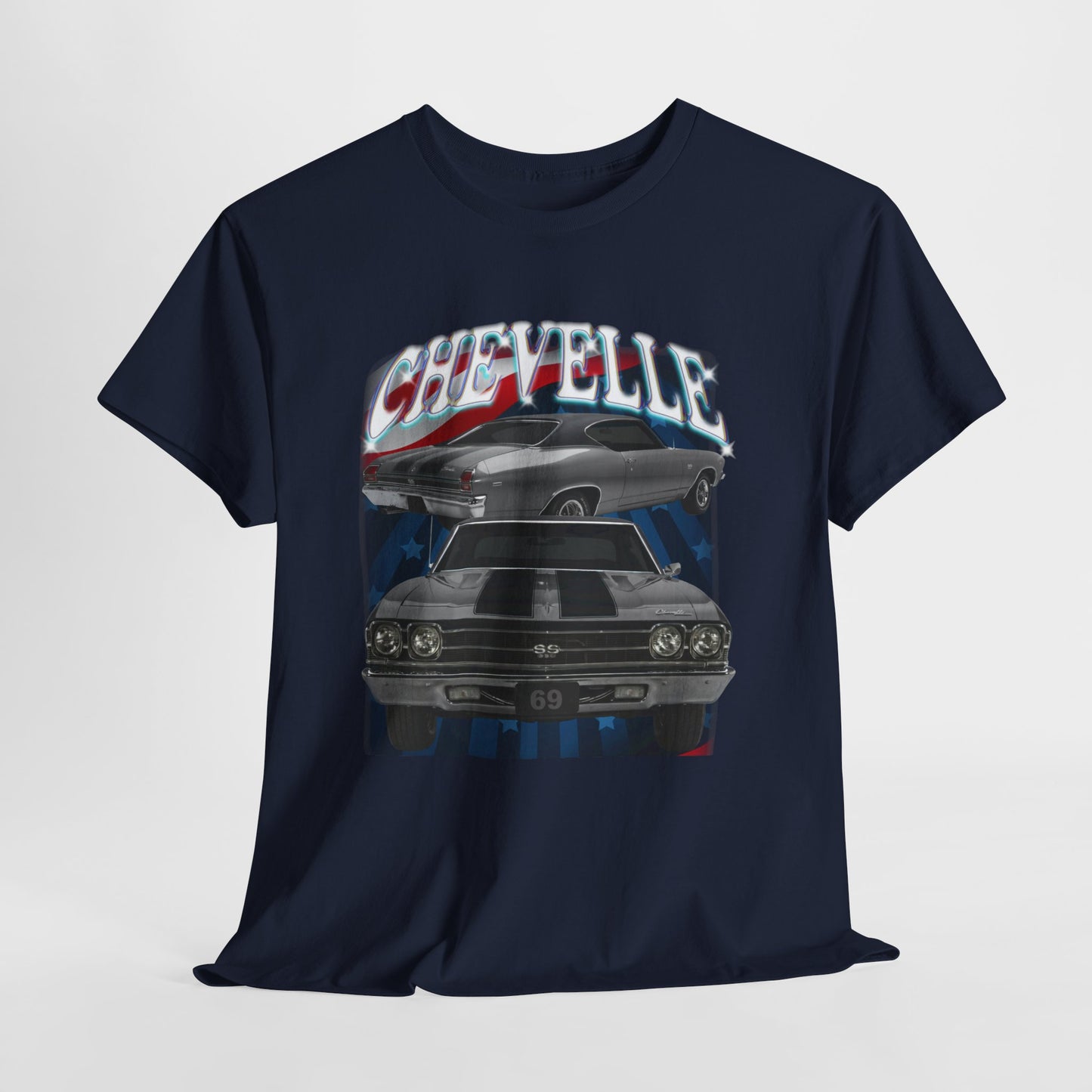Grey Silver 1969,black stripes,Chevelle Heavy Cotton Tee T Shirt,Gift
