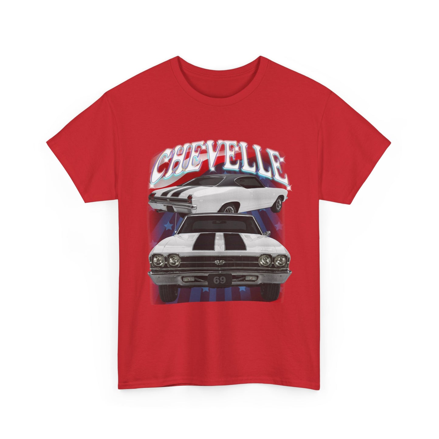 White 1969,black stripes,Chevelle Heavy Cotton Tee T Shirt,Gift