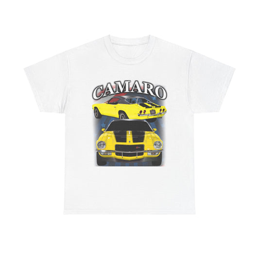 Yellow Black Stripe 1970 Camaro Unisex Heavy Cotton Tee T Shirt muscle car Gift