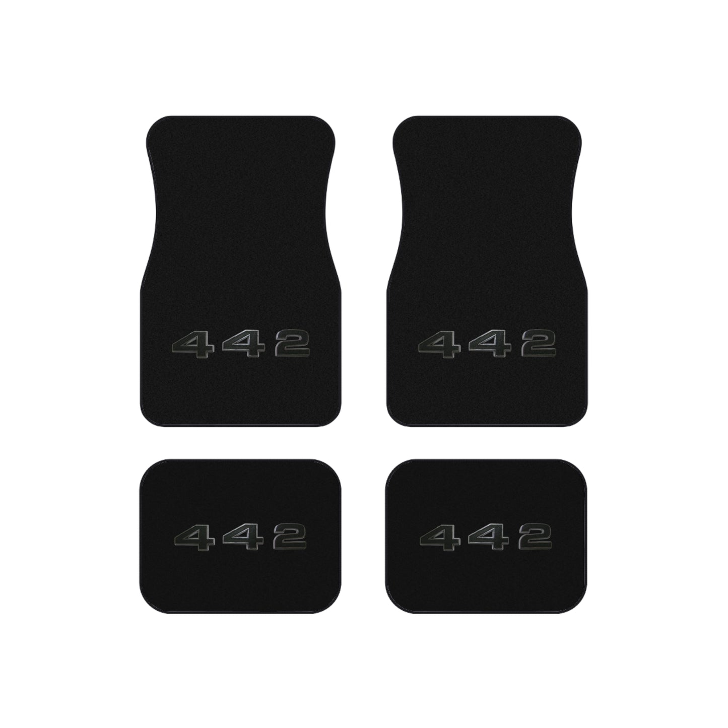 Dark Grey, Grey Logo, Oldsmobile 442, Set of 4 Car Mats, Muscle Car Gift