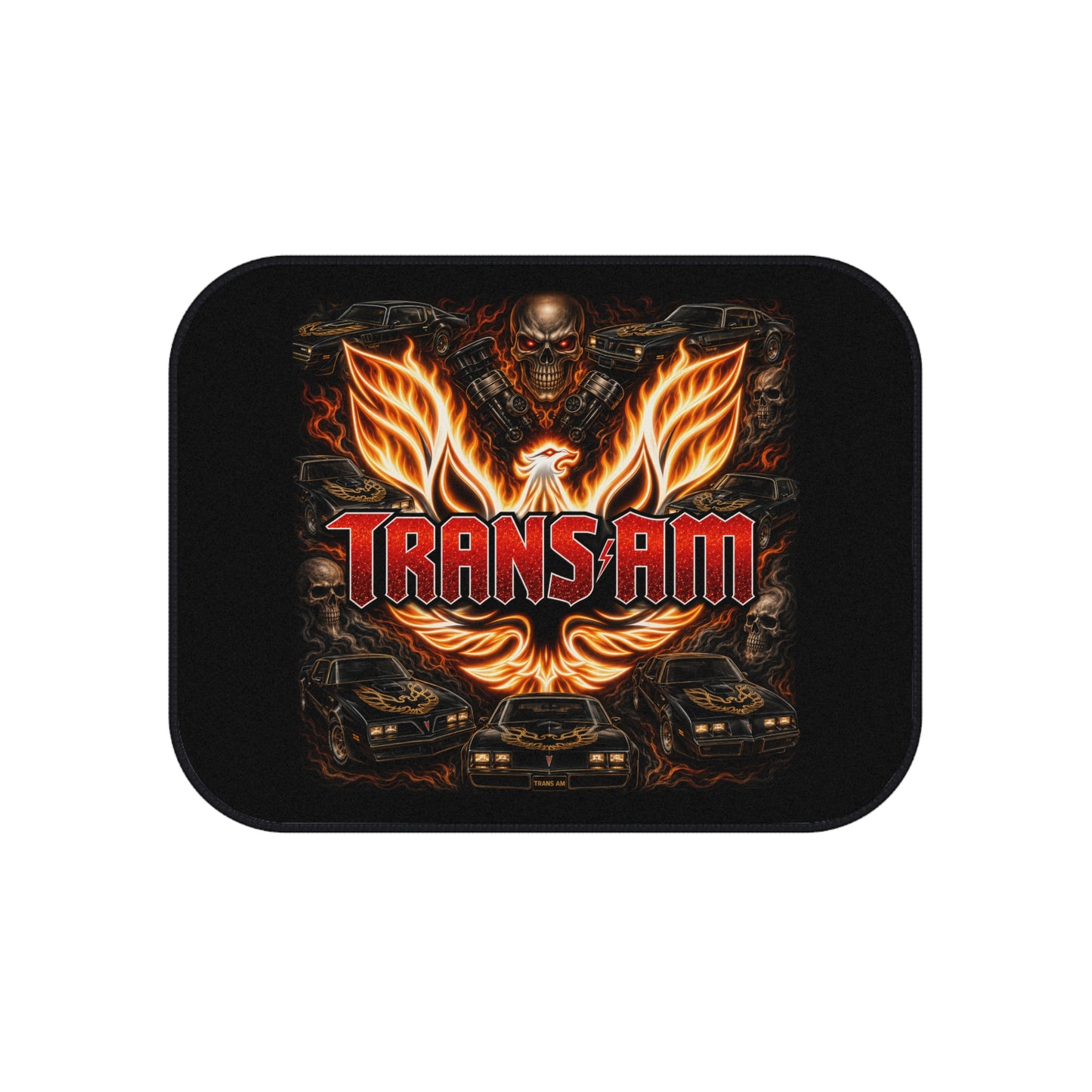 AMAZING Black,Red Logo, Firebird Trans Am,4 Car Mats ,Gift,thin, V1