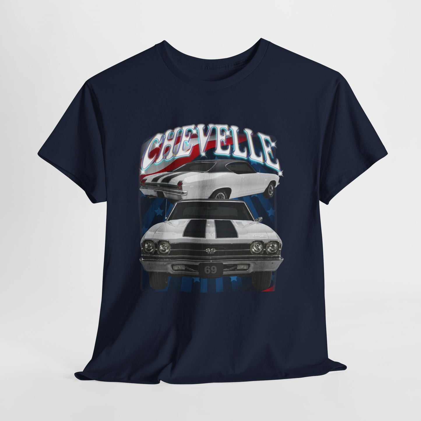 White 1969,black stripes,Chevelle Heavy Cotton Tee T Shirt,Gift
