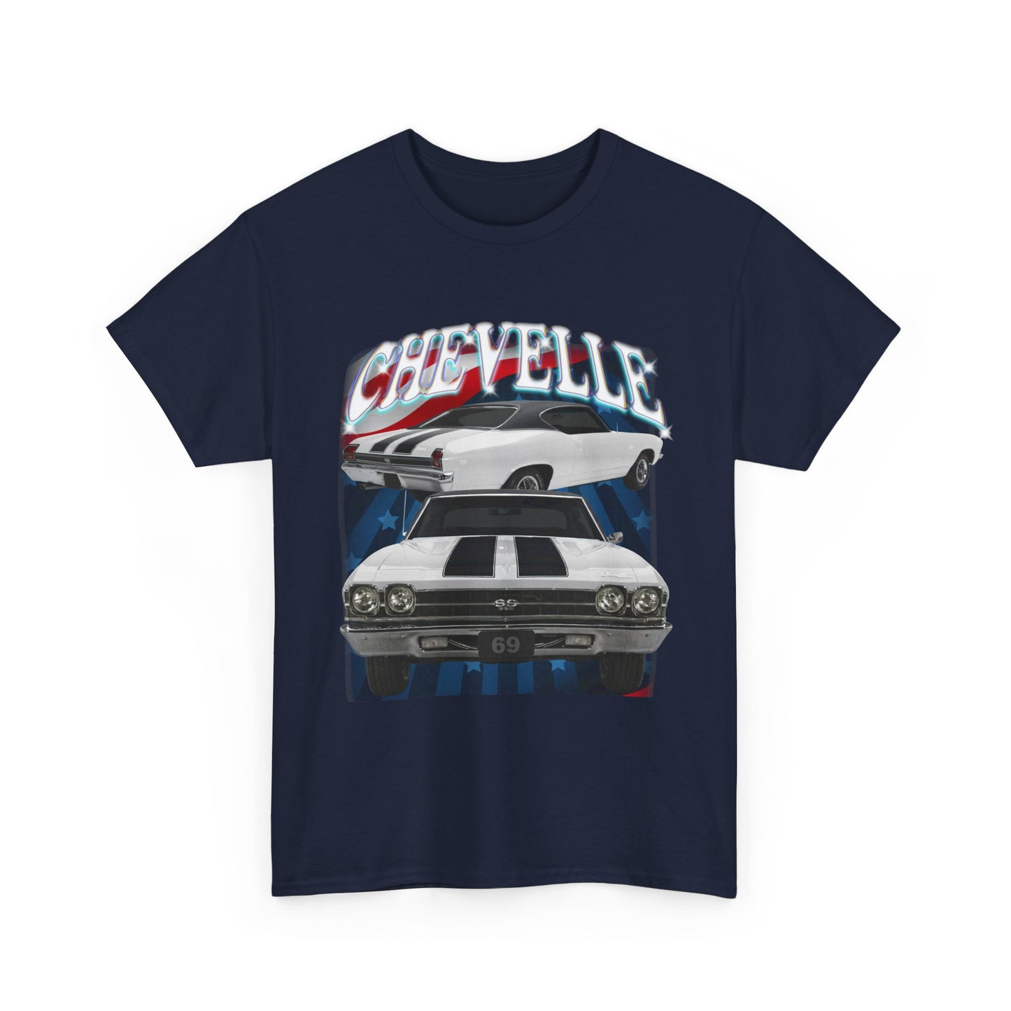 White 1969,black stripes,Chevelle Heavy Cotton Tee T Shirt,Gift