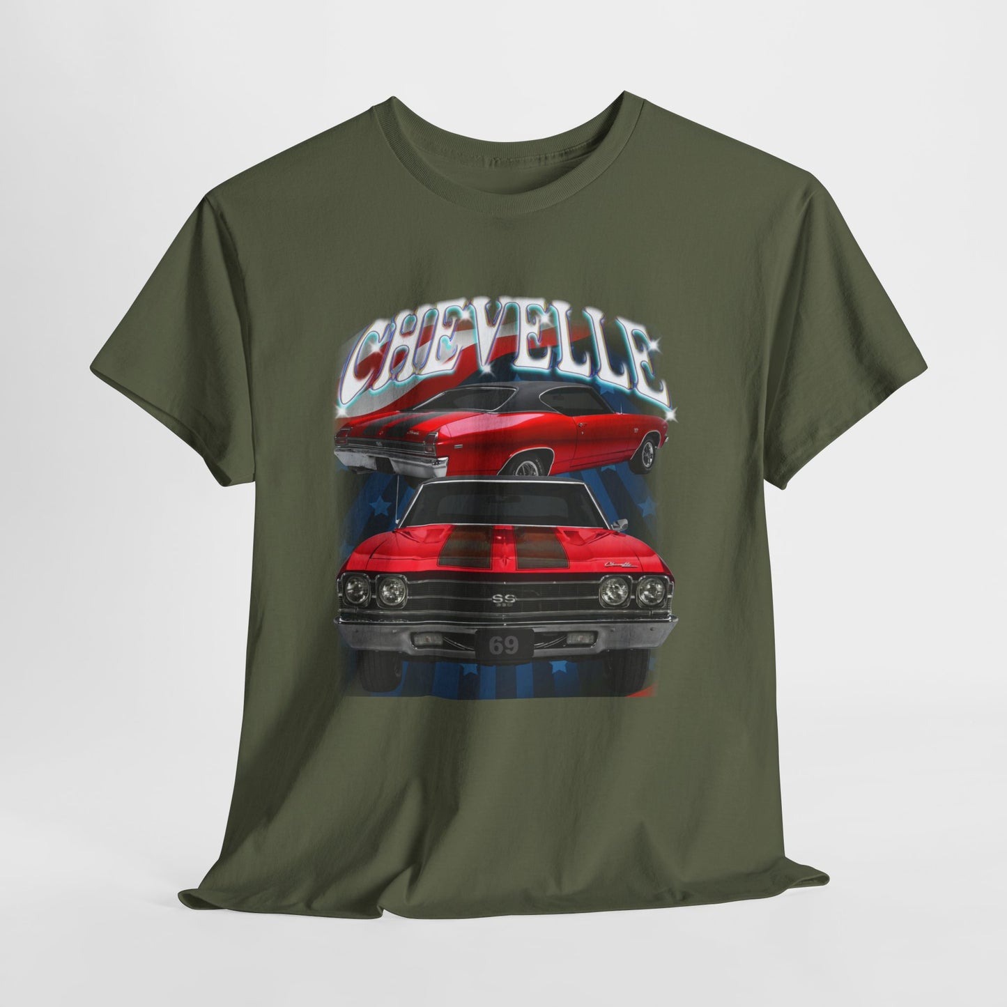 Red 1969,black stripes,Chevelle Heavy Cotton Tee T Shirt,Gift