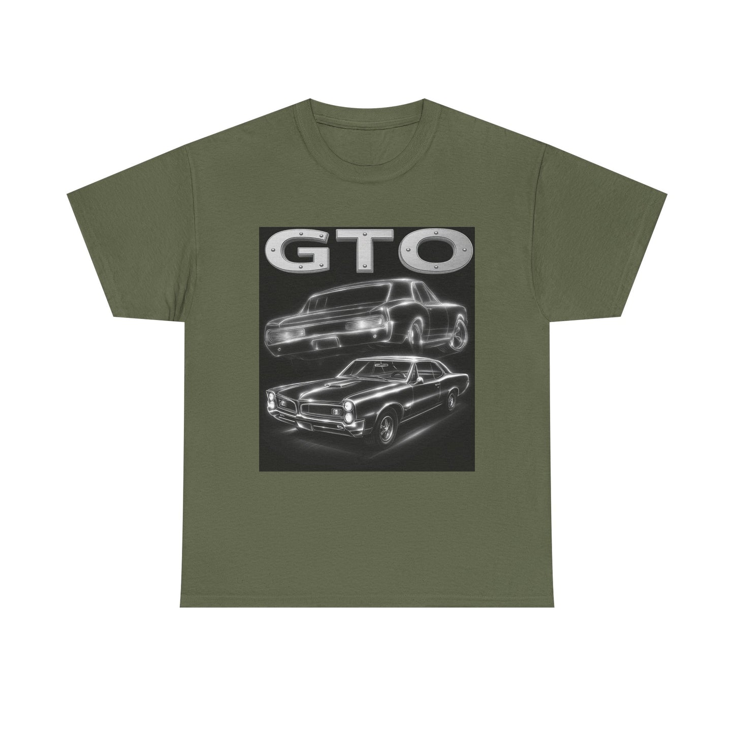 Silver 1966 GTO Heavy Cotton Tee T Shirt car Great Gift
