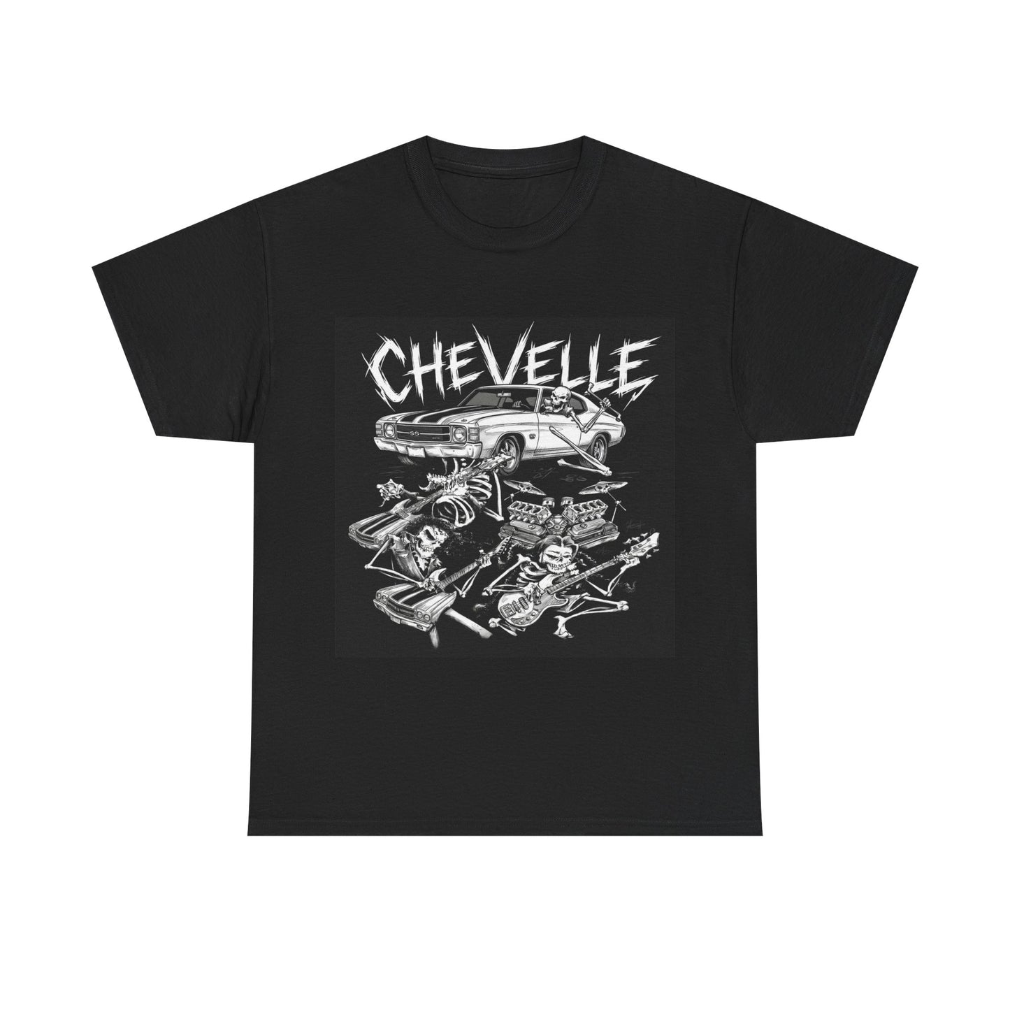 1971 Chevy CHEVELLE Classic Muscle Car Guy Gift, T Shirt Tshirt Skull Guitar v1