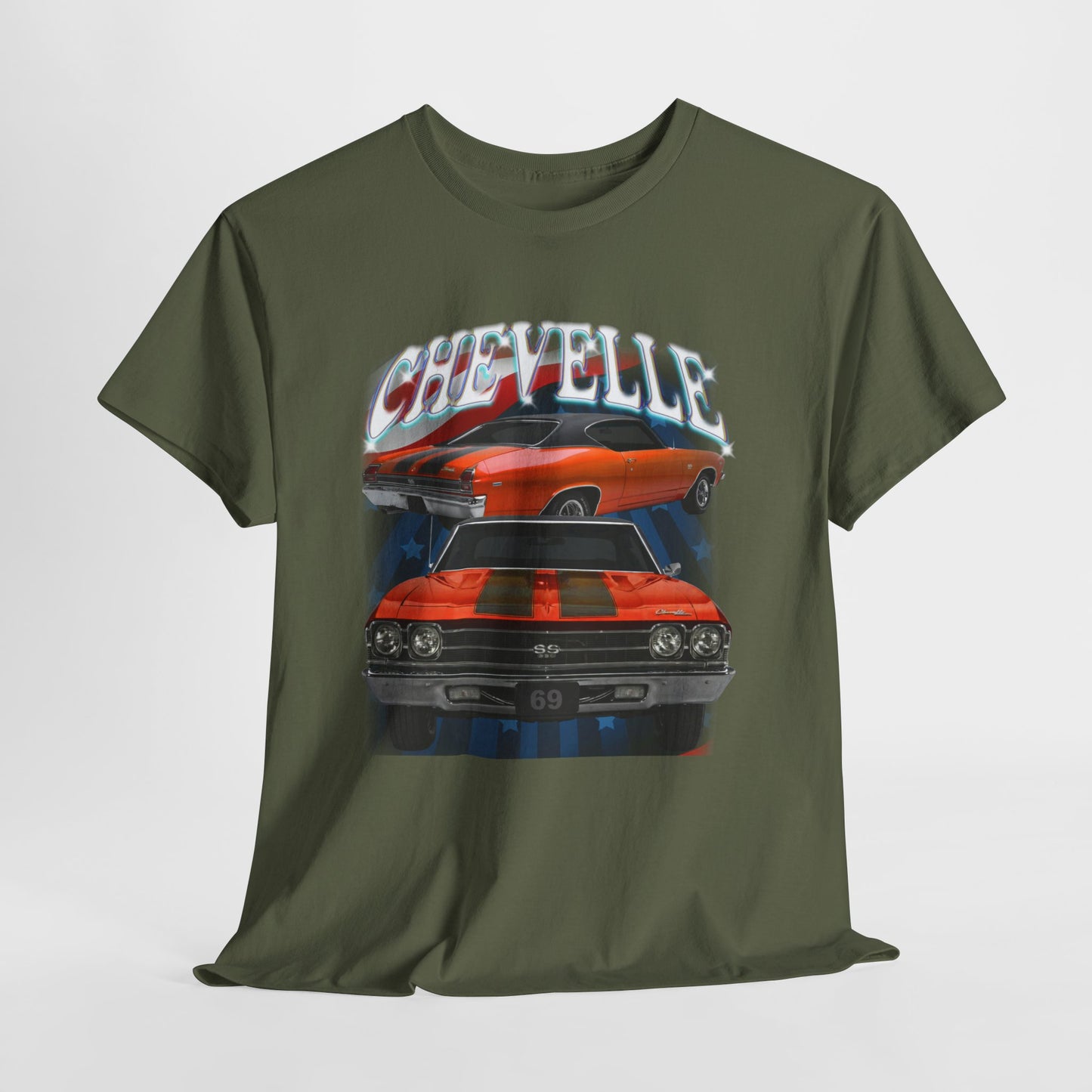 Orange 1969,black stripes,Chevelle Heavy Cotton Tee T Shirt,Gift