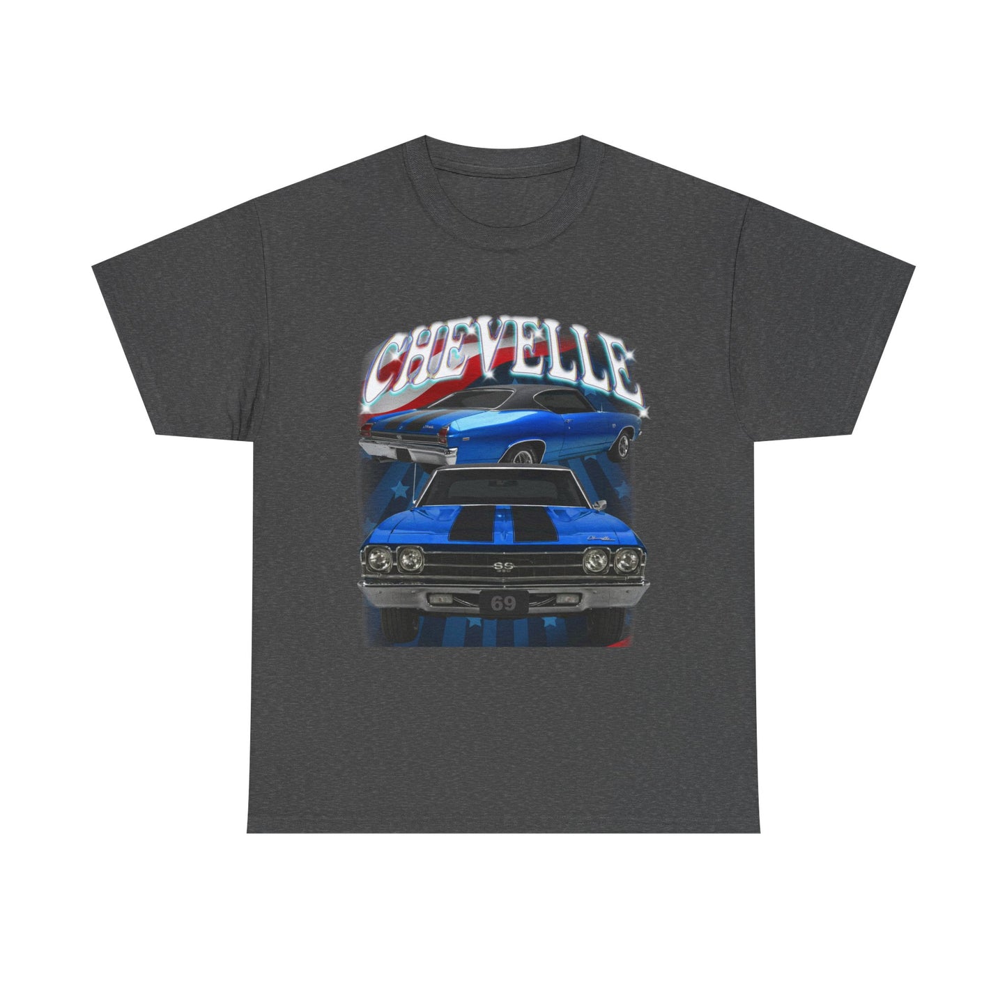Blue 1969,black stripes,Chevelle Heavy Cotton Tee T Shirt,Gift