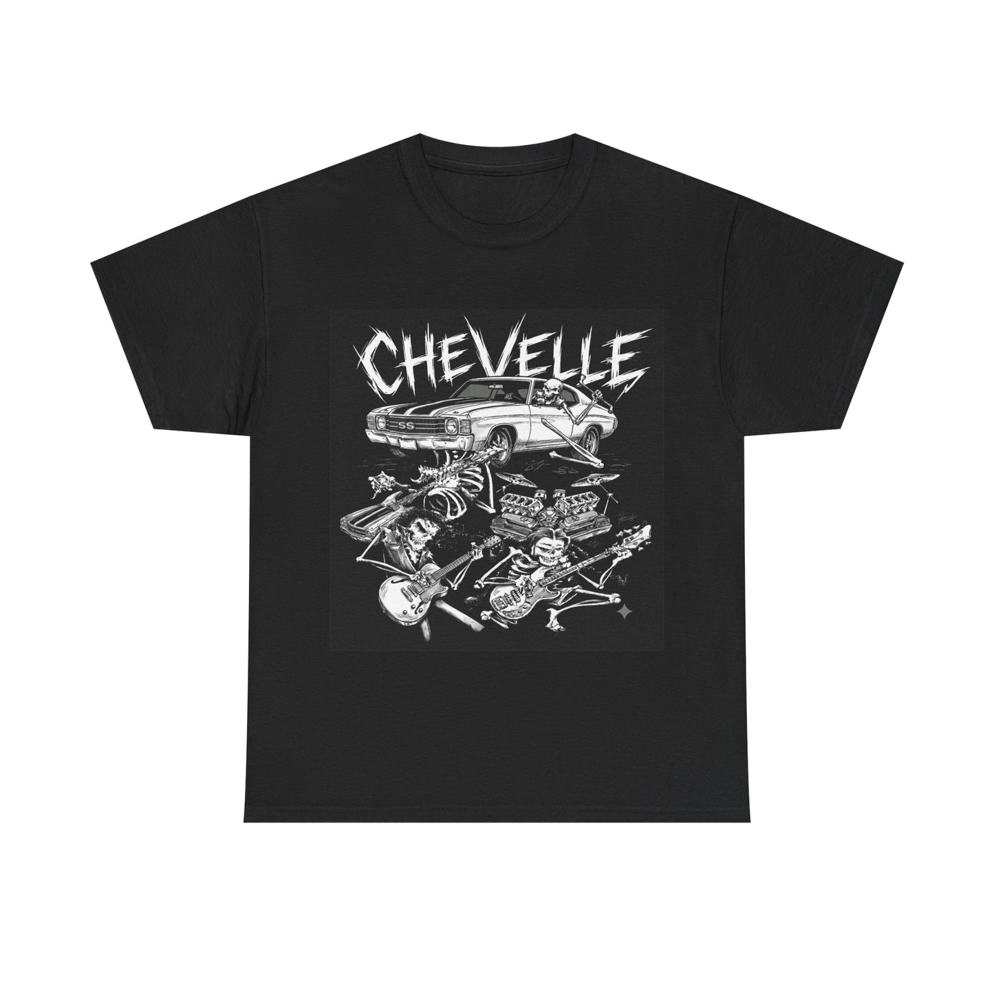 1972 Chevy CHEVELLE Classic Muscle Car Guy Gift, T Shirt Tshirt Skull Guitar v1