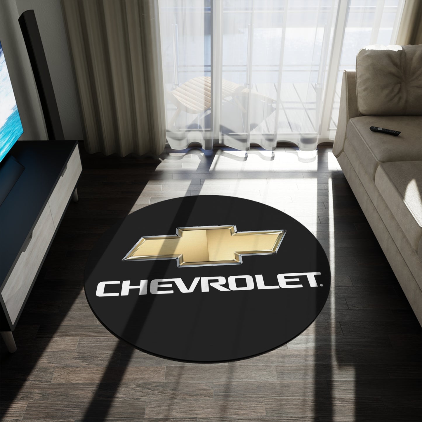 Chevrolet Round Rug Car Guy Gift Man Cave Office