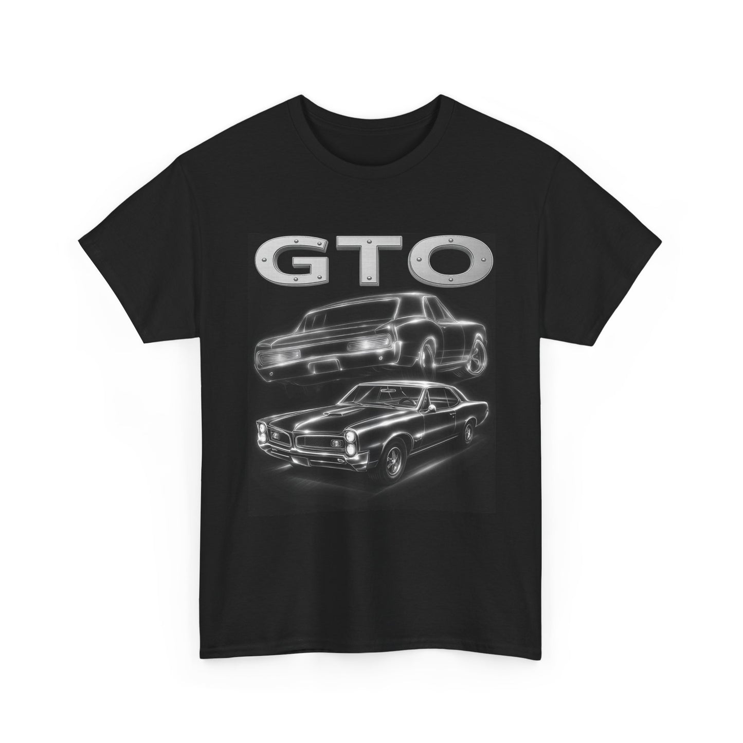 Silver 1966 GTO Heavy Cotton Tee T Shirt car Great Gift