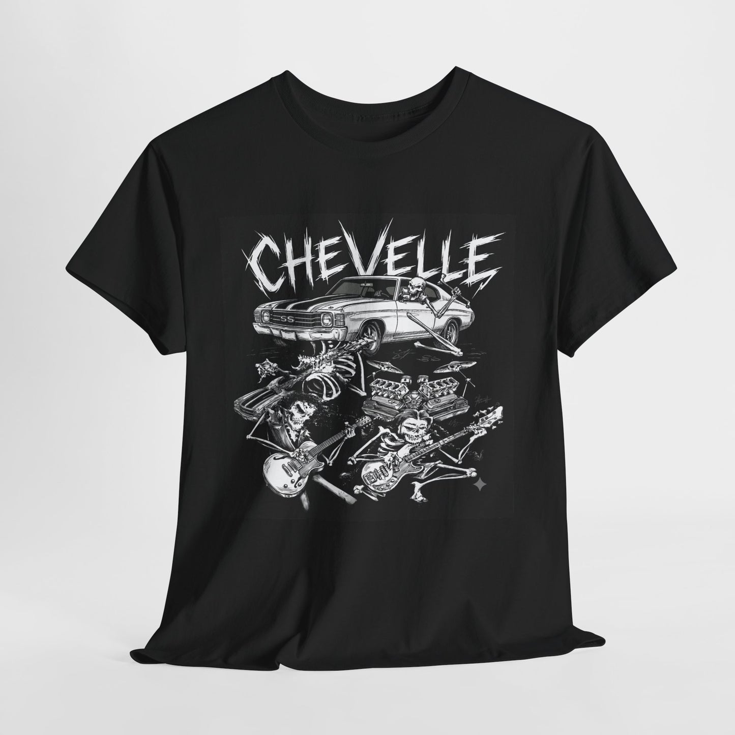 1972 Chevy CHEVELLE Classic Muscle Car Guy Gift, T Shirt Tshirt Skull Guitar v1