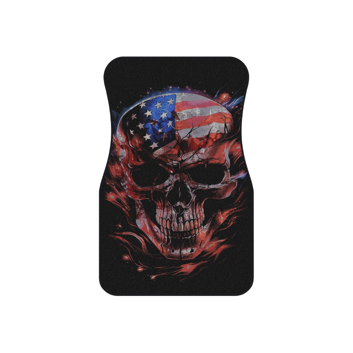 American Flag Skull, Set of 4 Car Mats, Great Truck Van Car Gift