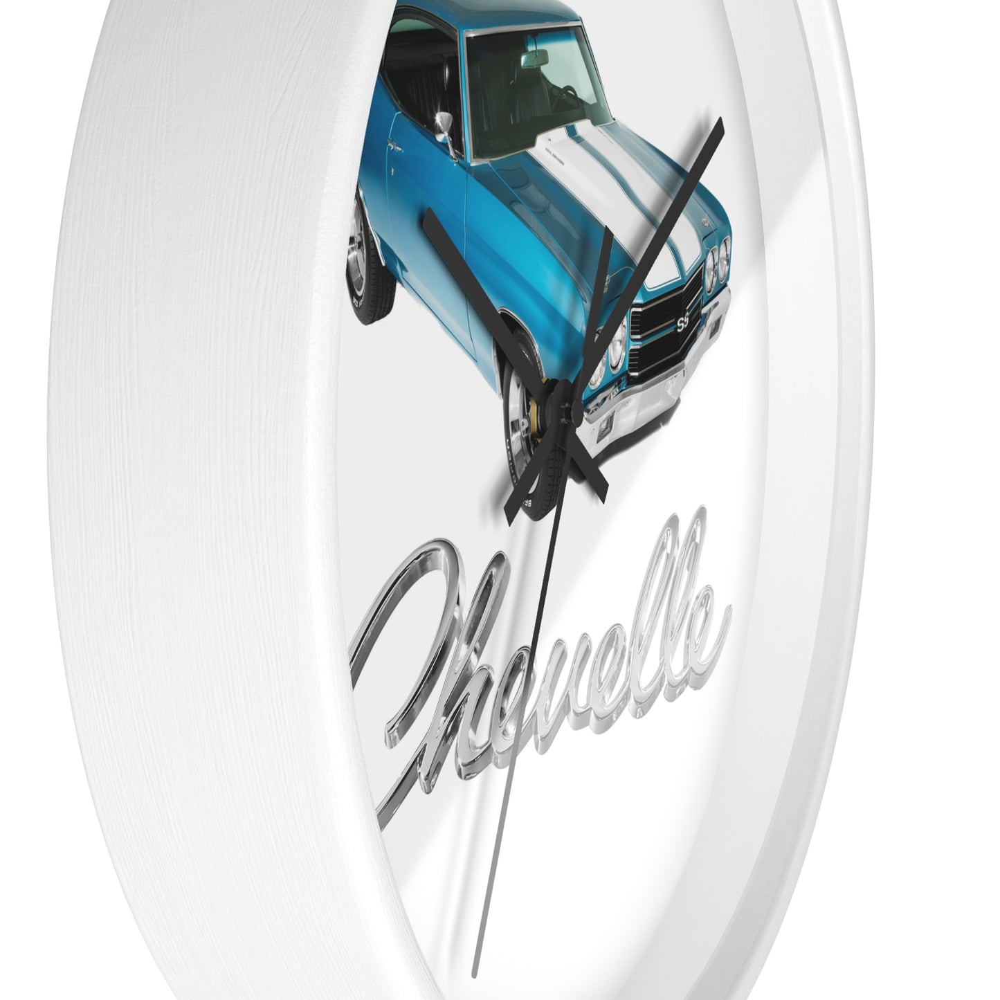 Blue 1970 Chevelle w White stripes Wall clock Gift Decor Classic Muscle side