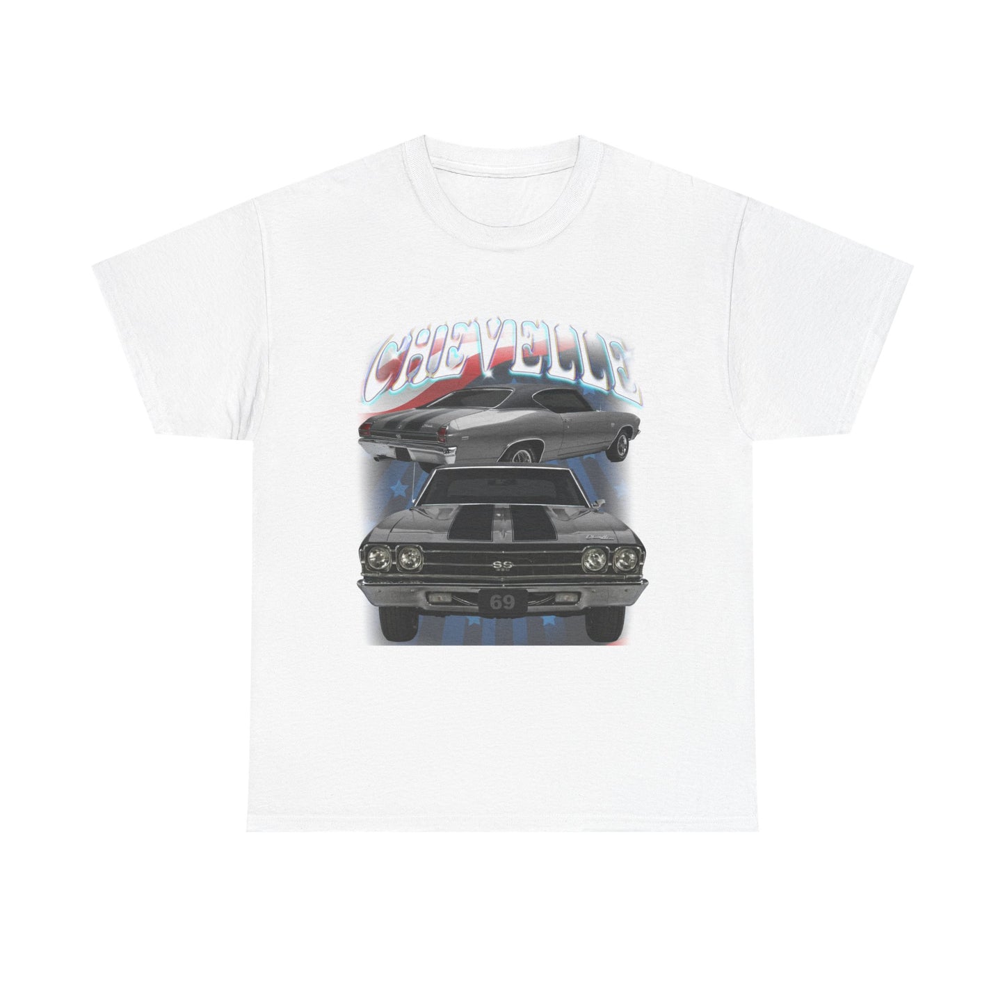 Grey Silver 1969,black stripes,Chevelle Heavy Cotton Tee T Shirt,Gift