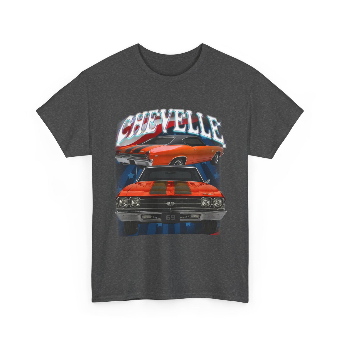 Orange 1969,black stripes,Chevelle Heavy Cotton Tee T Shirt,Gift