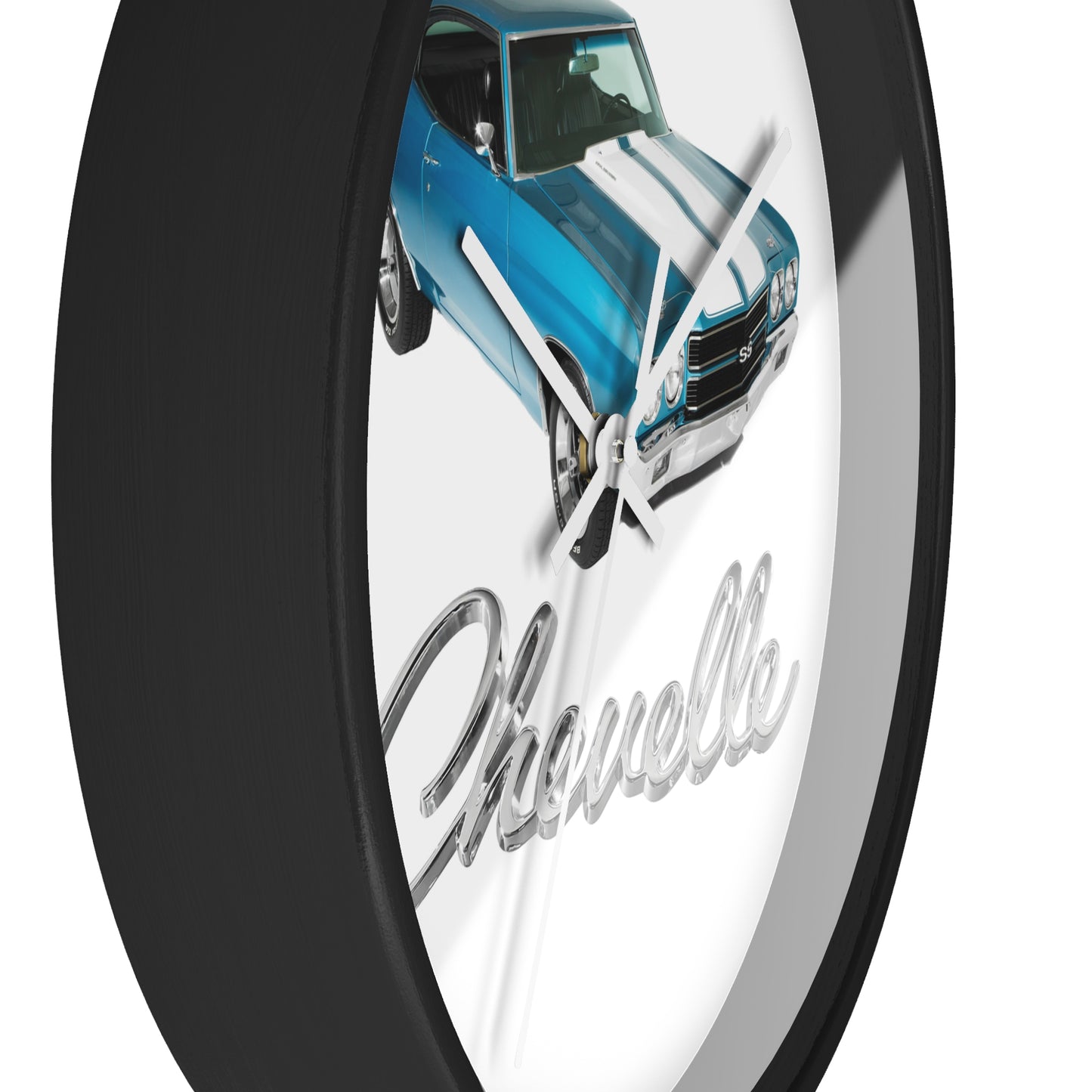 Blue 1970 Chevelle w White stripes Wall clock Gift Decor Classic Muscle side
