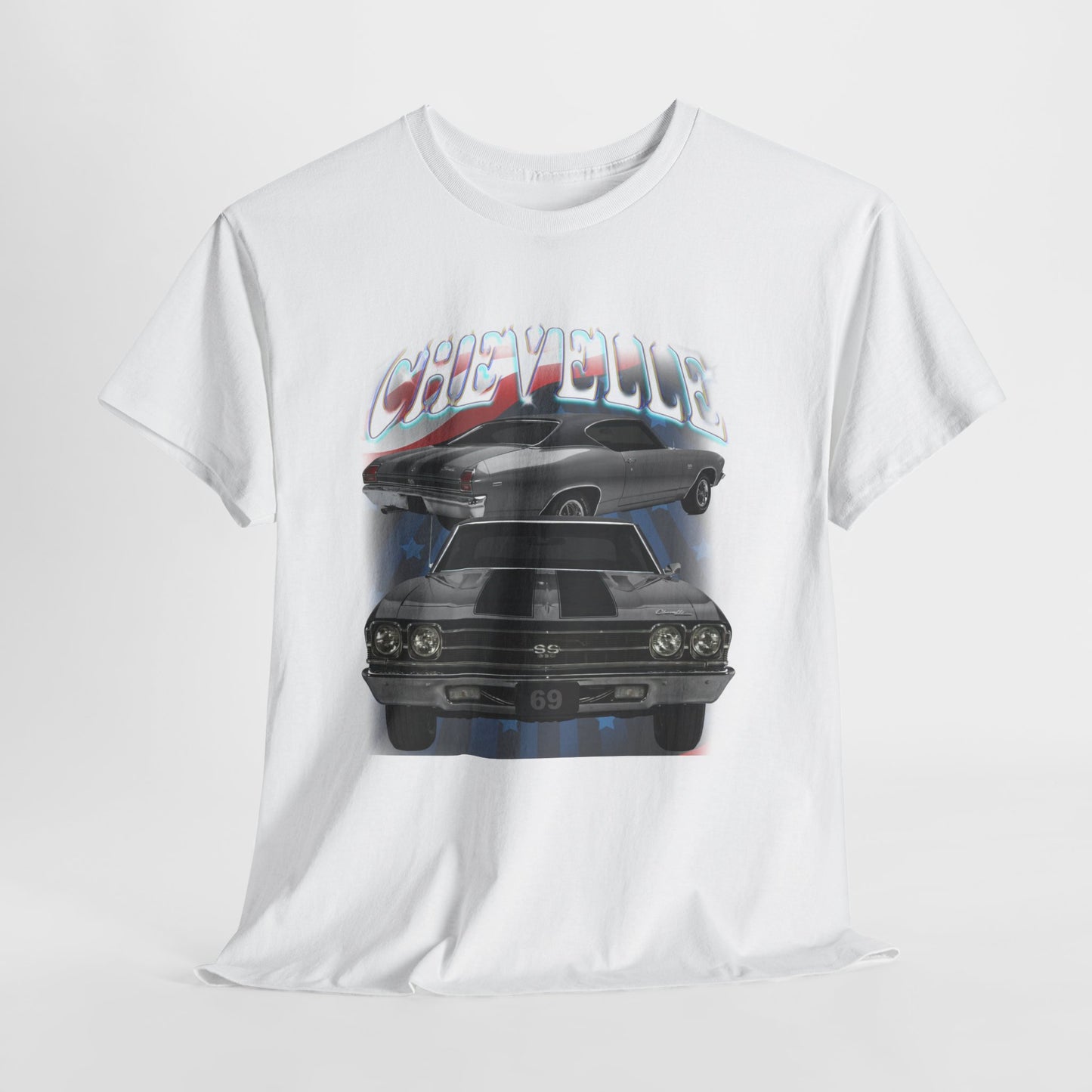 Grey Silver 1969,black stripes,Chevelle Heavy Cotton Tee T Shirt,Gift