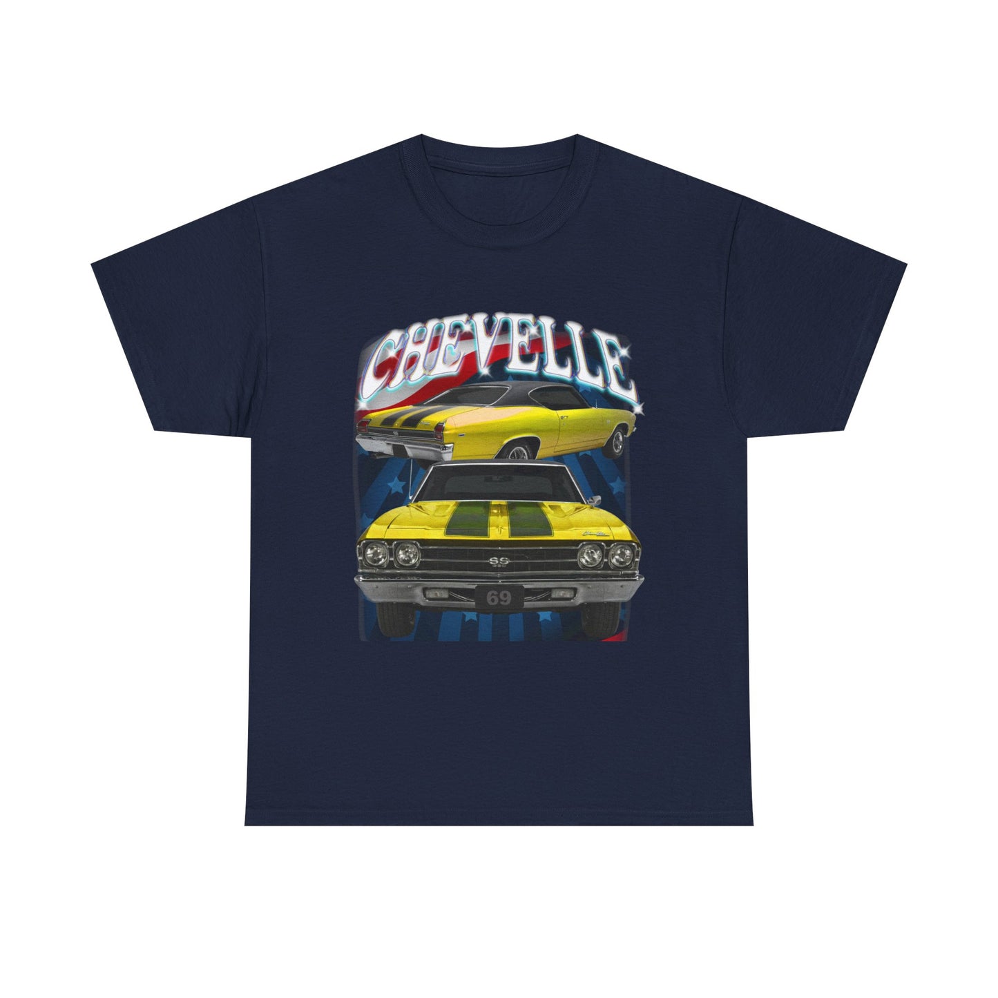 Yellow 1969,black stripes,Chevelle Heavy Cotton Tee T Shirt,Gift
