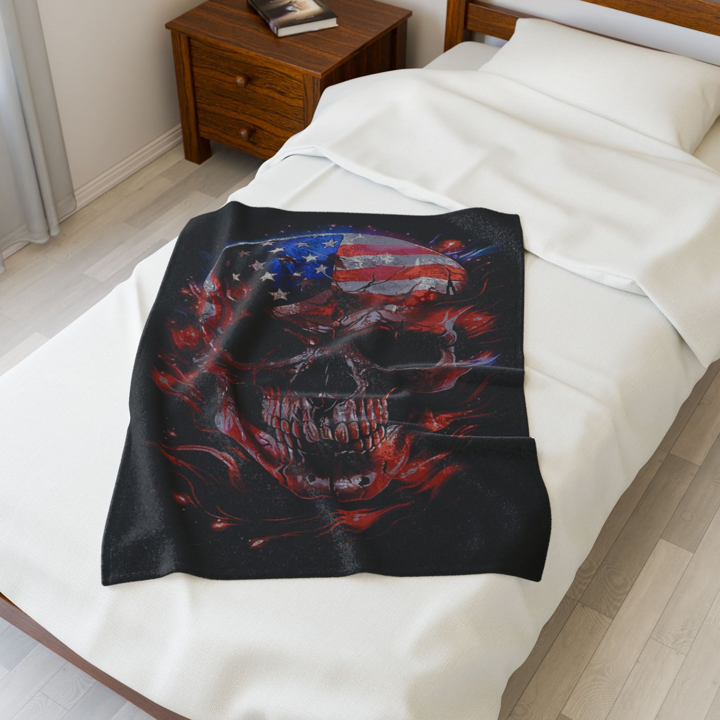 American Flag Skull Blanket Excellent Gift, 3 sizes
