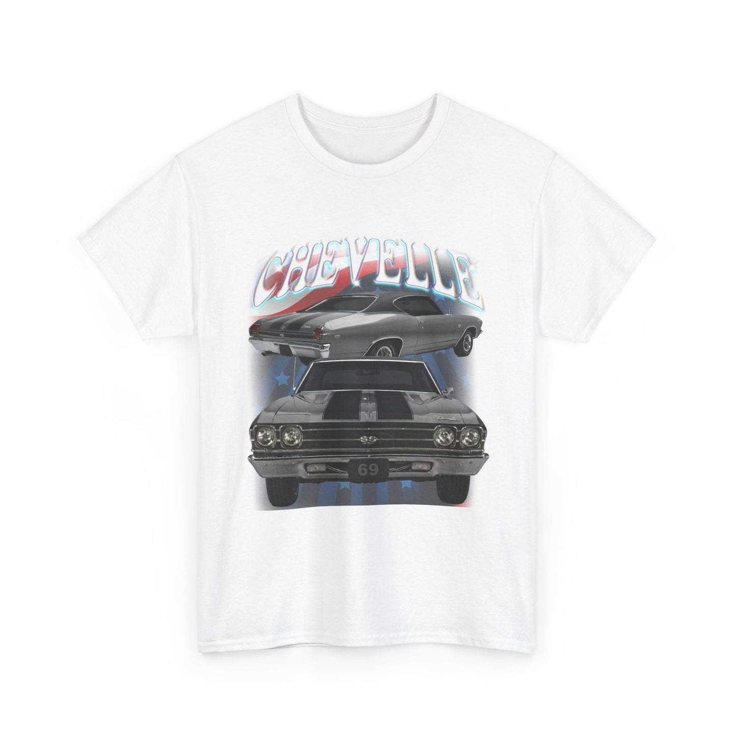 Grey Silver 1969,black stripes,Chevelle Heavy Cotton Tee T Shirt,Gift